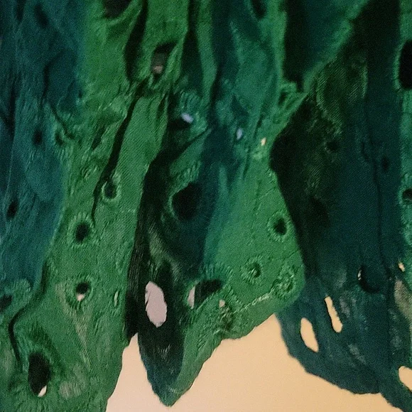 Dark Green Eyelet Blouse - Picture 3 of 6